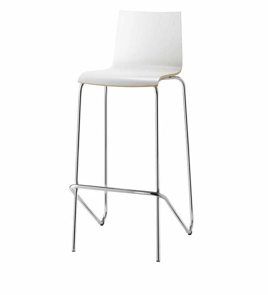 Hiller Aticon Barhocker, Holzschale, Gestell verchromt