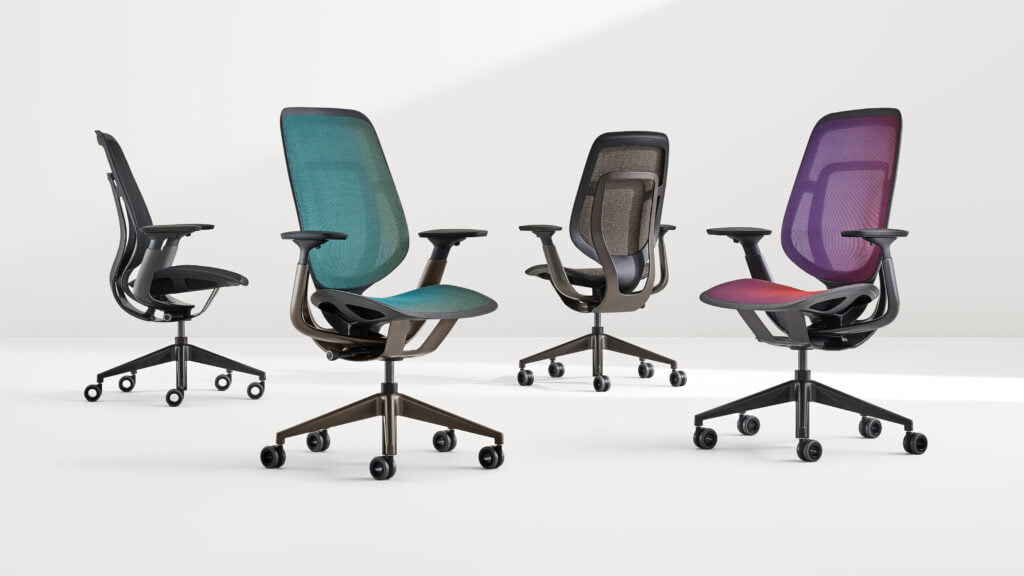 Steelcase Karman in blau, rosa und schwarz
